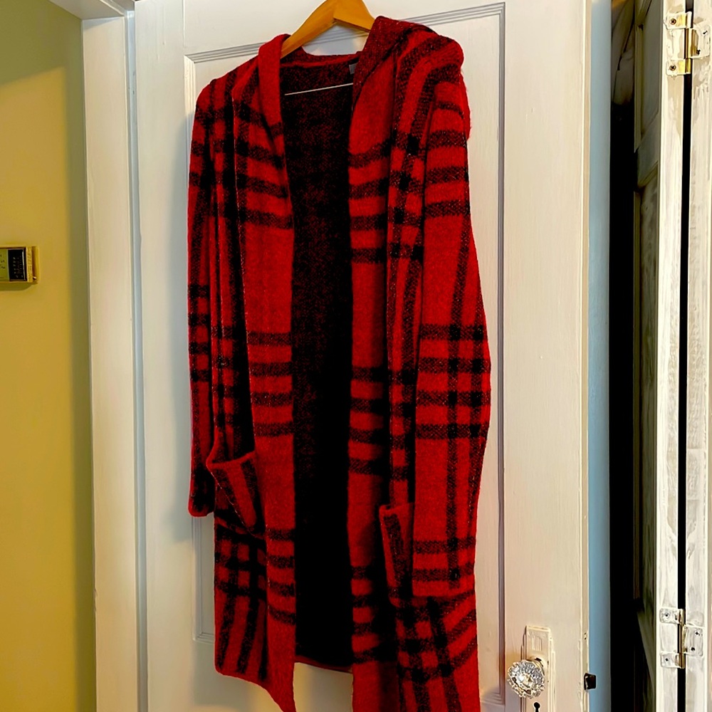 Super cozy long sweater with hood from Bass Pro. Size S NWT